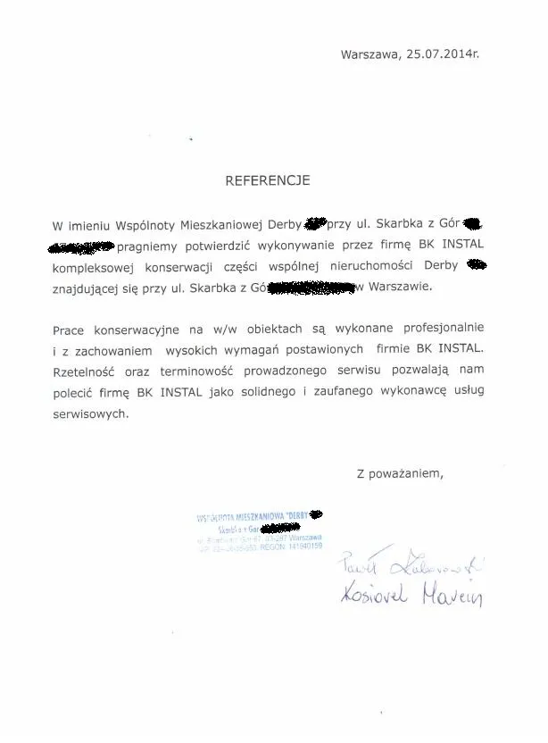 Skan referencji: Wspólnota mieszkaniowa