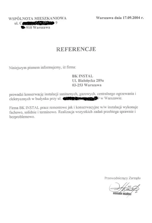 Skan referencji: Wspólnota mieszkaniowa