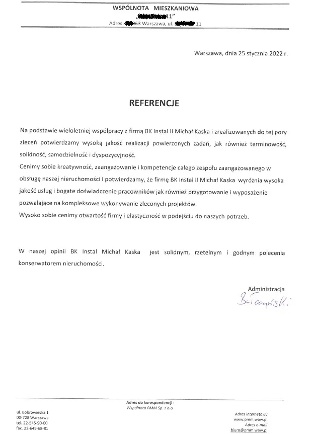 Skan referencji: Wspólnota mieszkaniowa