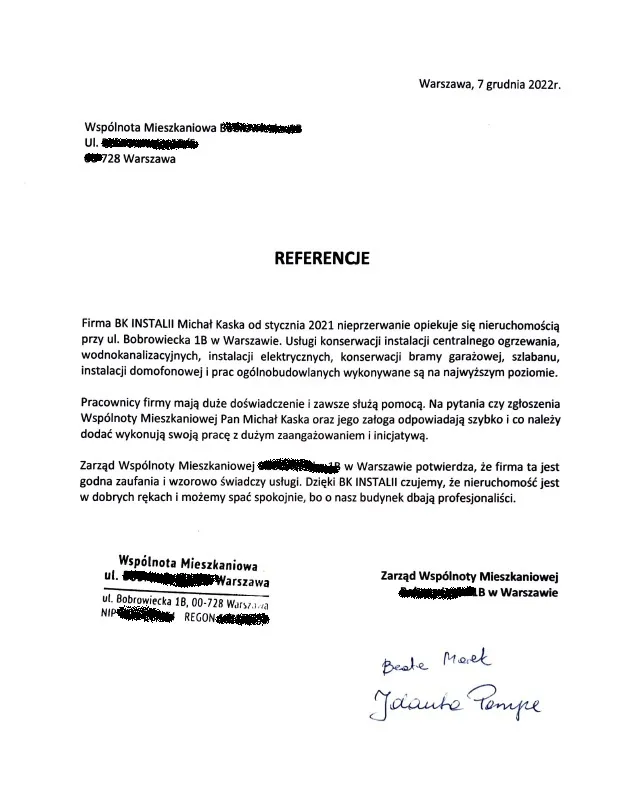 Skan referencji: Wspólnota mieszkaniowa