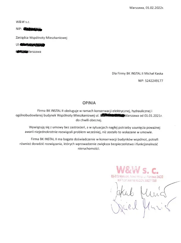 Skan referencji: Wspólnota mieszkaniowa