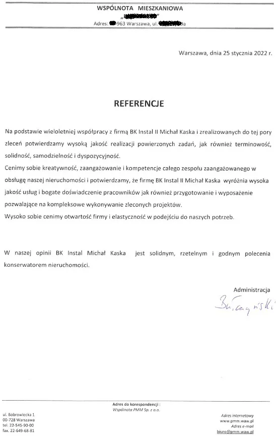 Skan referencji: Wspólnota mieszkaniowa