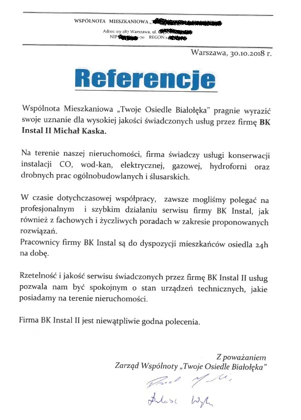 Skan referencji: Wspólnota mieszkaniowa