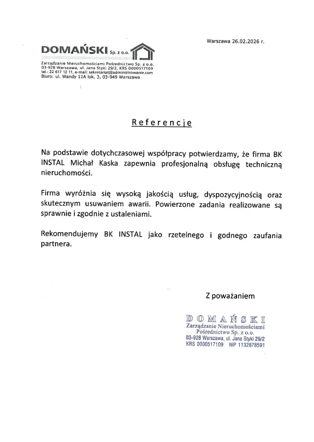 Skan referencji: Domański