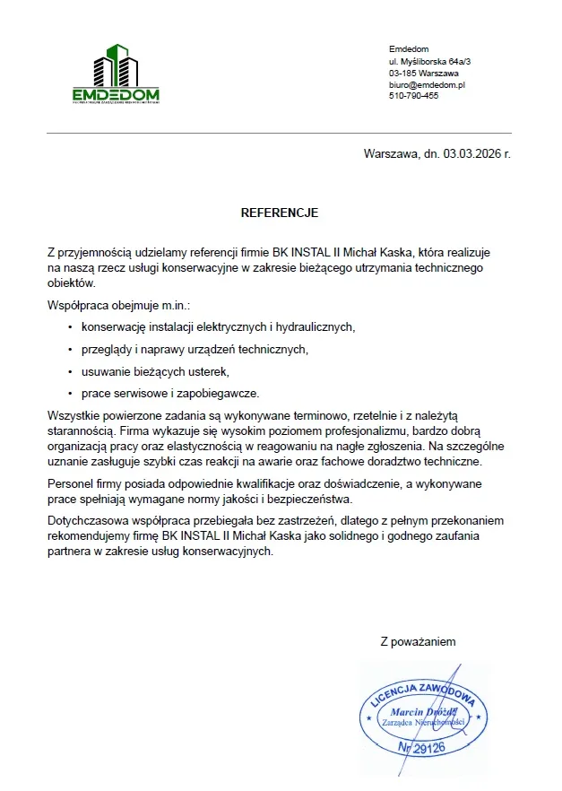 Skan referencji: Emdedom