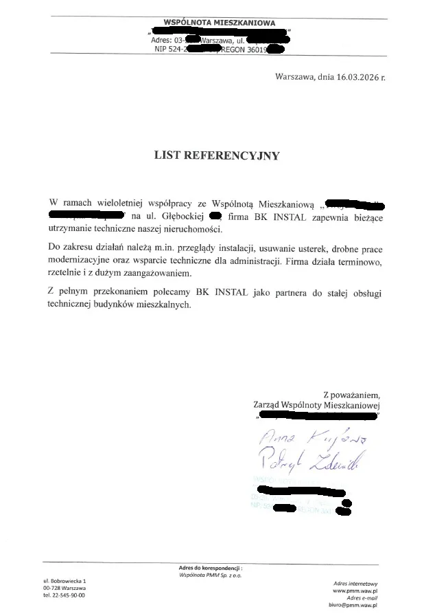 Skan referencji: Wspólnota mieszkaniowa