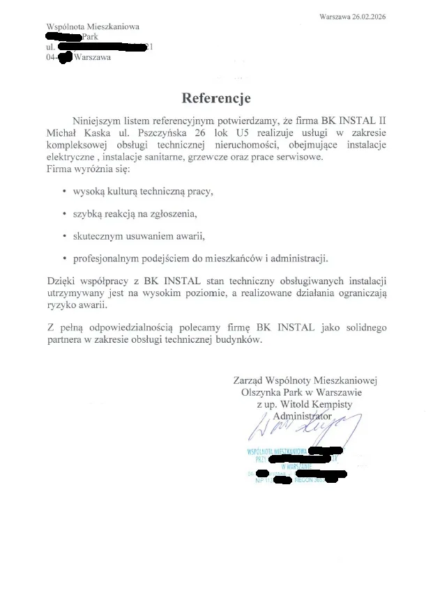 Skan referencji: Wspólnota mieszkaniowa
