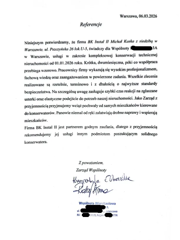 Skan referencji: Wspólnota mieszkaniowa
