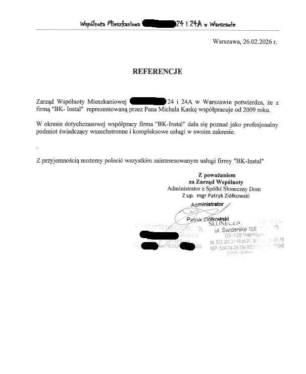 Skan referencji: Wspólnota mieszkaniowa