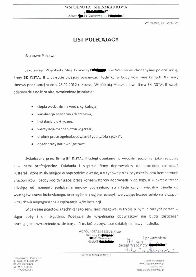 Skan referencji: Wspólnota mieszkaniowa