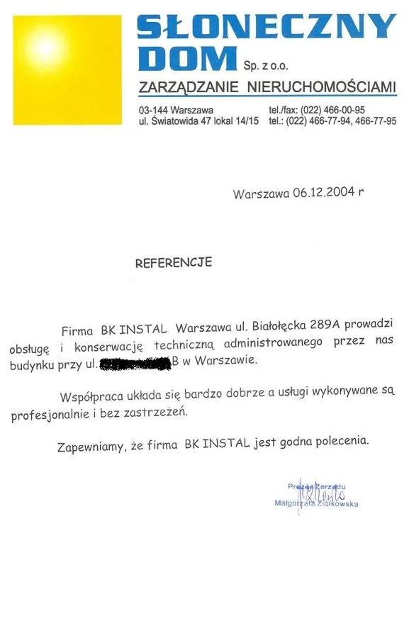 Skan referencji: Słoneczny Dom